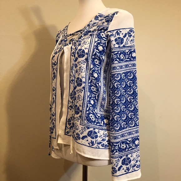 Blu Pepper Blue & White Boho Floral Print Top - Picture 7 of 16